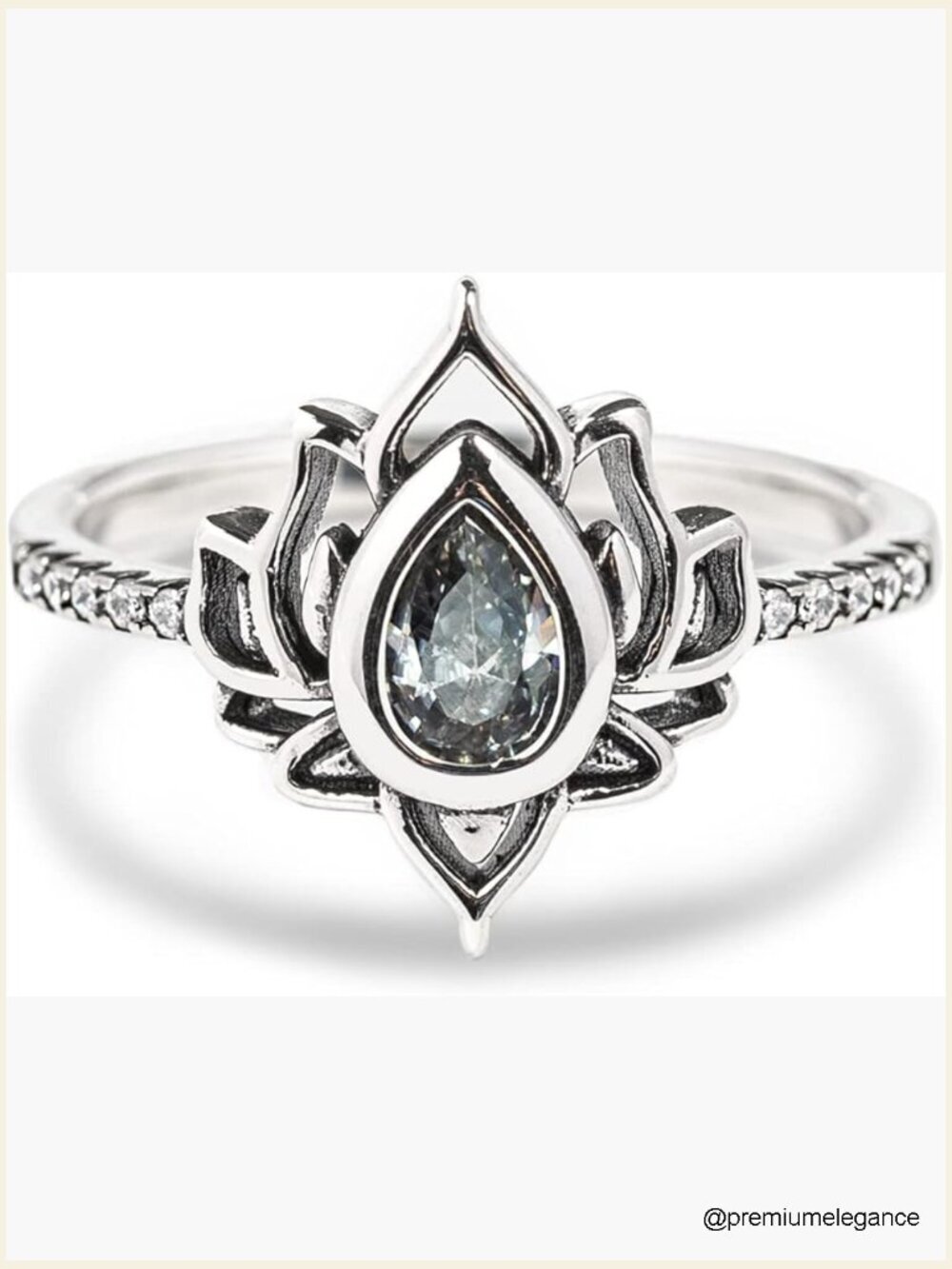 Sterling Silver Lotus Promise Ring with CZ, Dainty Band